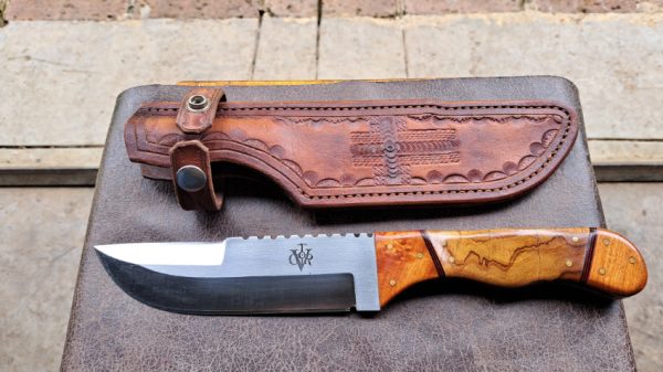 Handmade Rambo Knife with Olienhout & Rooi Ivoor with G10 Red & Brown Inset